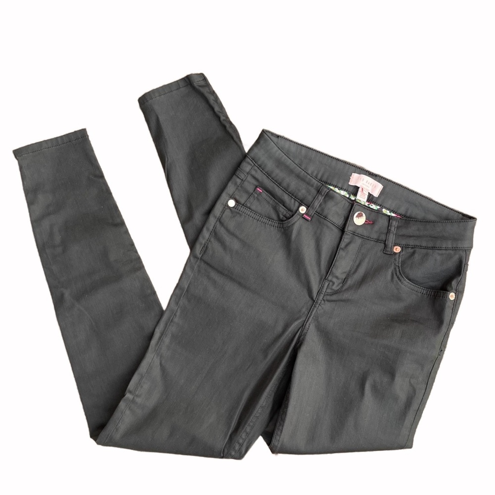 Ted Baker London Leather Effect Denim High Waisted Skinny Jeans 26